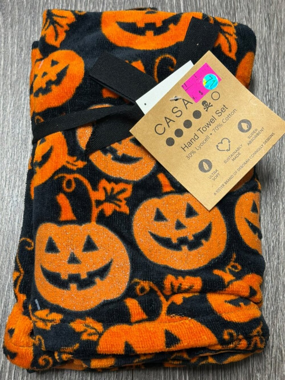 Casaba Set of 2 Hand Towels Pumpkin Thanksgiving Bathroom